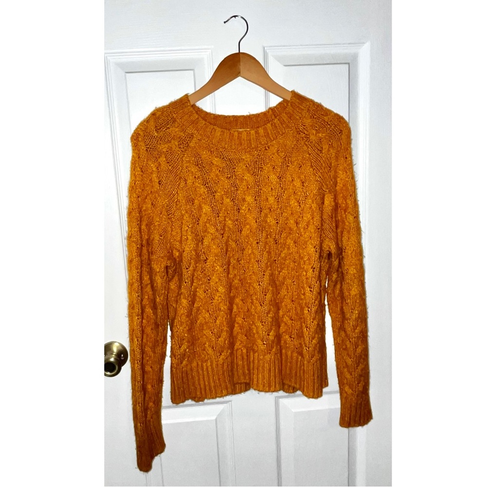Lucky Brand Burnt Orange Cable Knit Super Soft Sweater